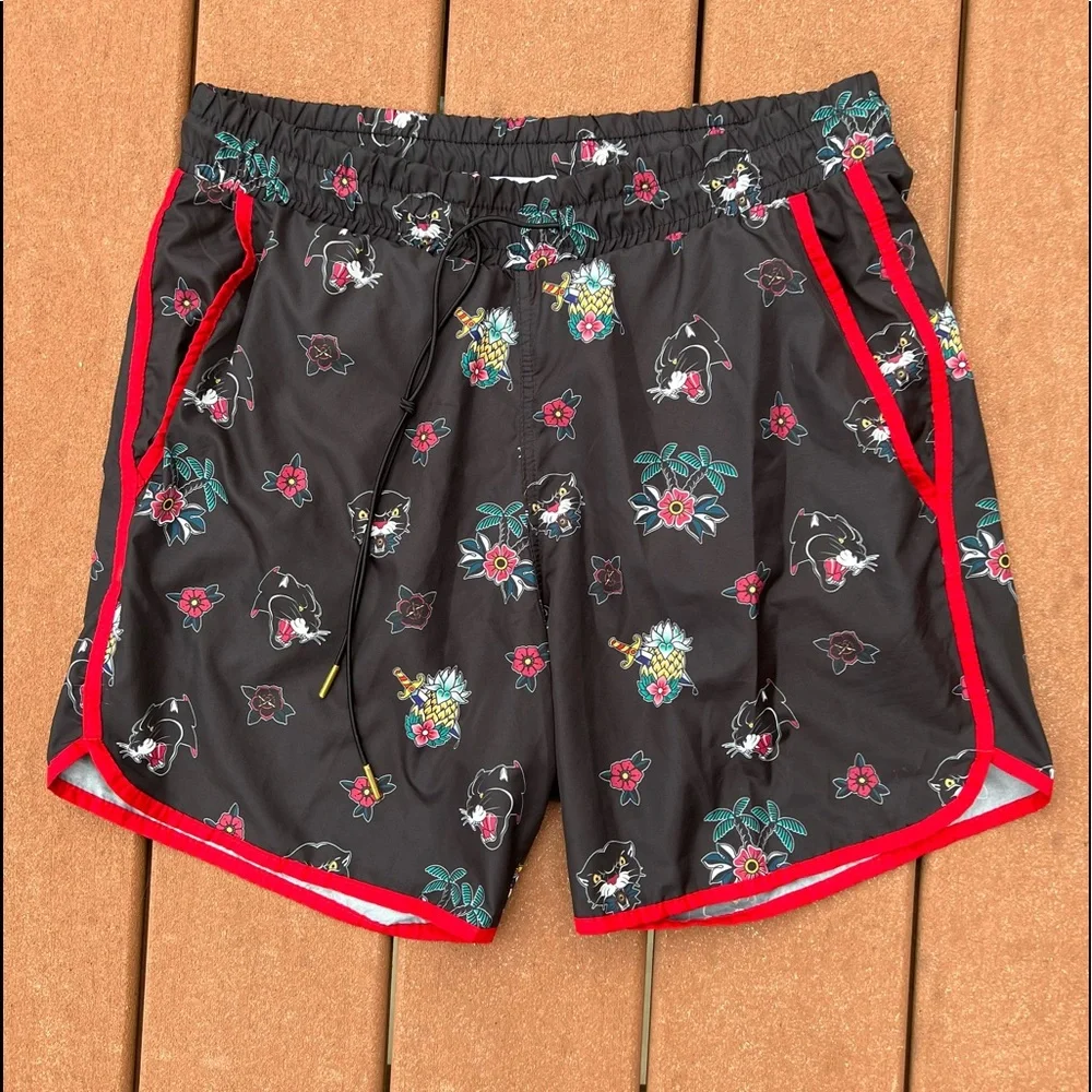 - Zara Sz S Tiger Pineapple Floral Print Board Shorts! EUC!